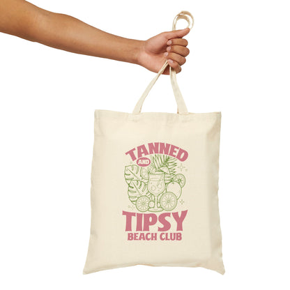 Tanned and Tipsy Beach Club Retro Citrus Cotton Canvas Tote Bag