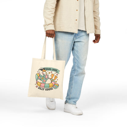 "Hang Loose, Silly Goose" Retro Duck Lounge Cotton Canvas Tote Bag