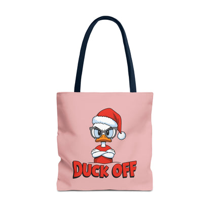 "Duck Off" Grumpy Santa Duck Funny Christmas Polyester Tote Bag