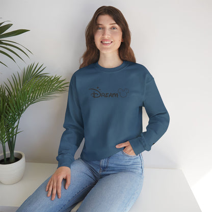 Minimalist Magic Dream Crewneck Sweatshirt — Embroidered Mouse Silhouette & Script