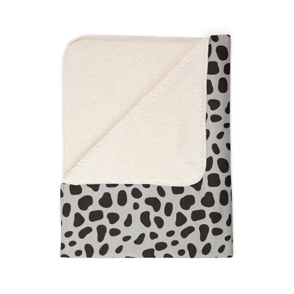 Dalmatian Spot Minimalist Sherpa Fleece Blanket | Chic Animal Print Cozy Throw
