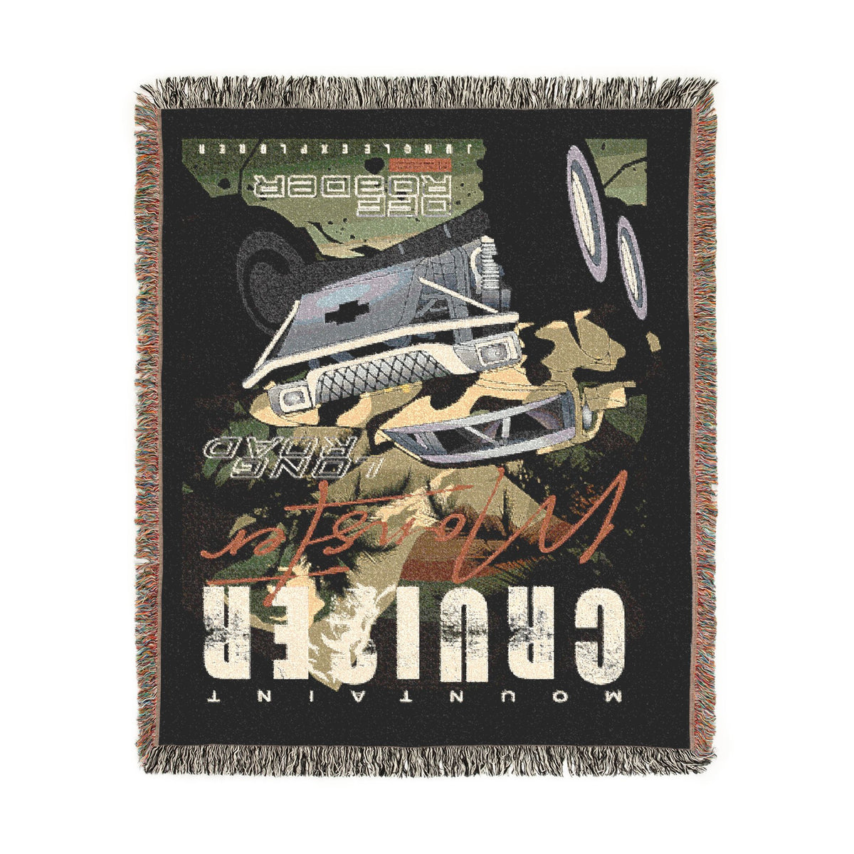 Mountain Cruiser Monster Truck Cotton Woven Throw Blanket