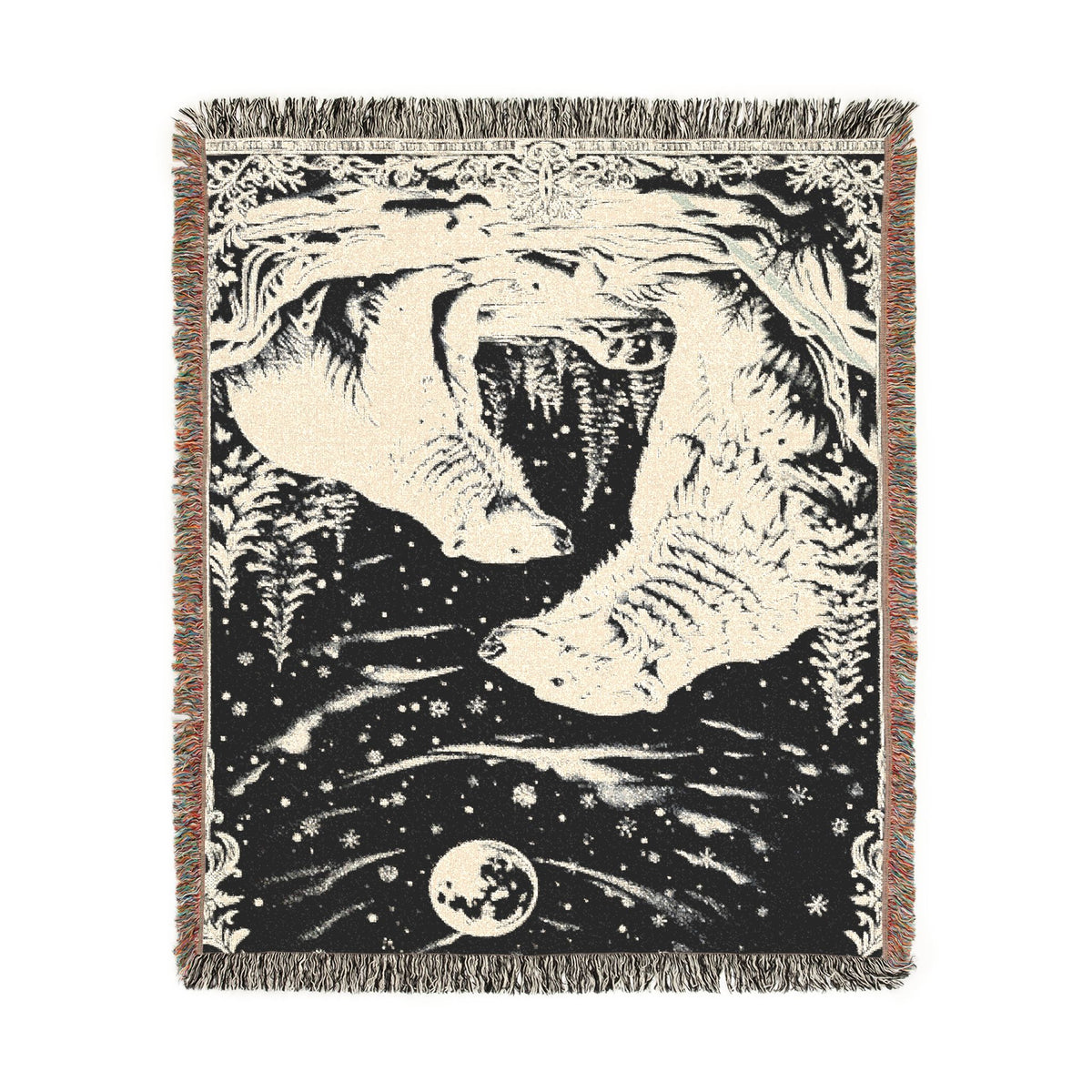 Polar Bear Family Woven Blanket - Cozy Arctic Night Throw