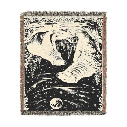 Polar Bear Family Woven Blanket - Cozy Arctic Night Throw