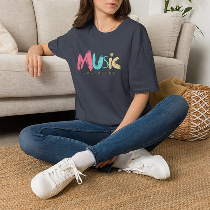 Music Just Relax T-Shirt - Colorful Brushstroke Music Tee for Casual, Chill Vibes