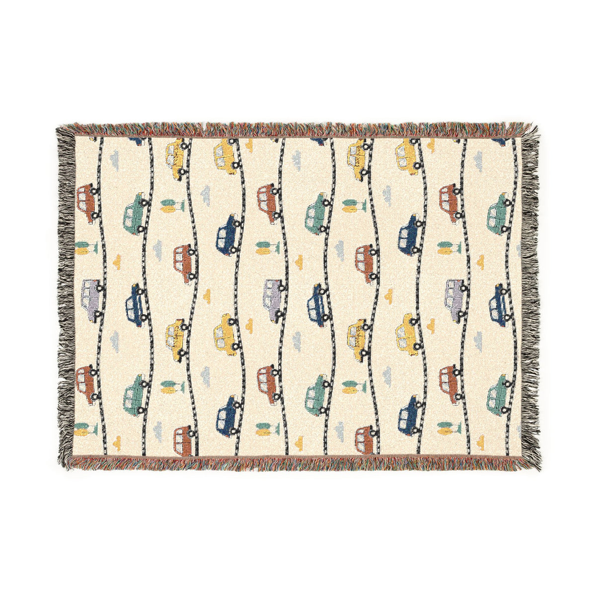 Whimsical Road Trip Cars & Traffic Woven Throw Blanket