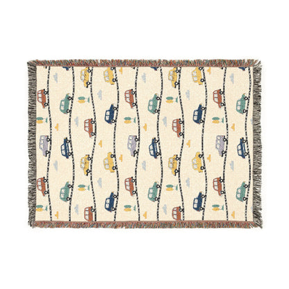 Whimsical Road Trip Cars & Traffic Woven Throw Blanket
