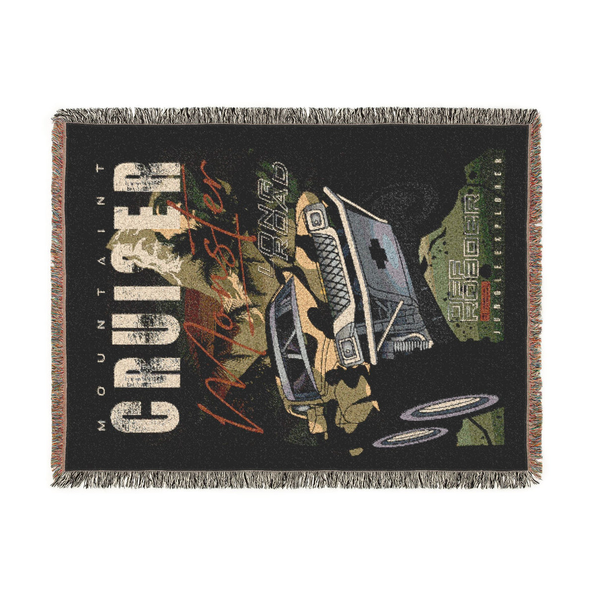 Mountain Cruiser Monster Truck Cotton Woven Throw Blanket