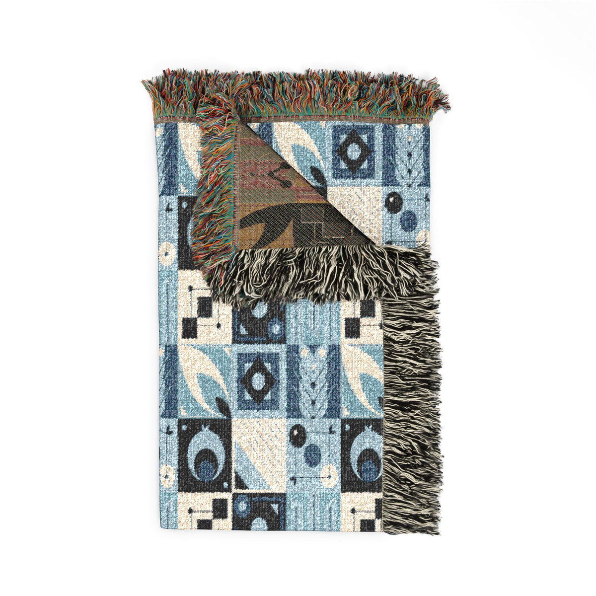 Coastal Geometric Cotton Woven Throw Blanket