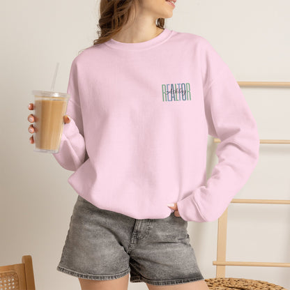 Personalized Realtor Retro Stacked Text Graphic Sweatshirt | Custom Name Real Estate Crewneck
