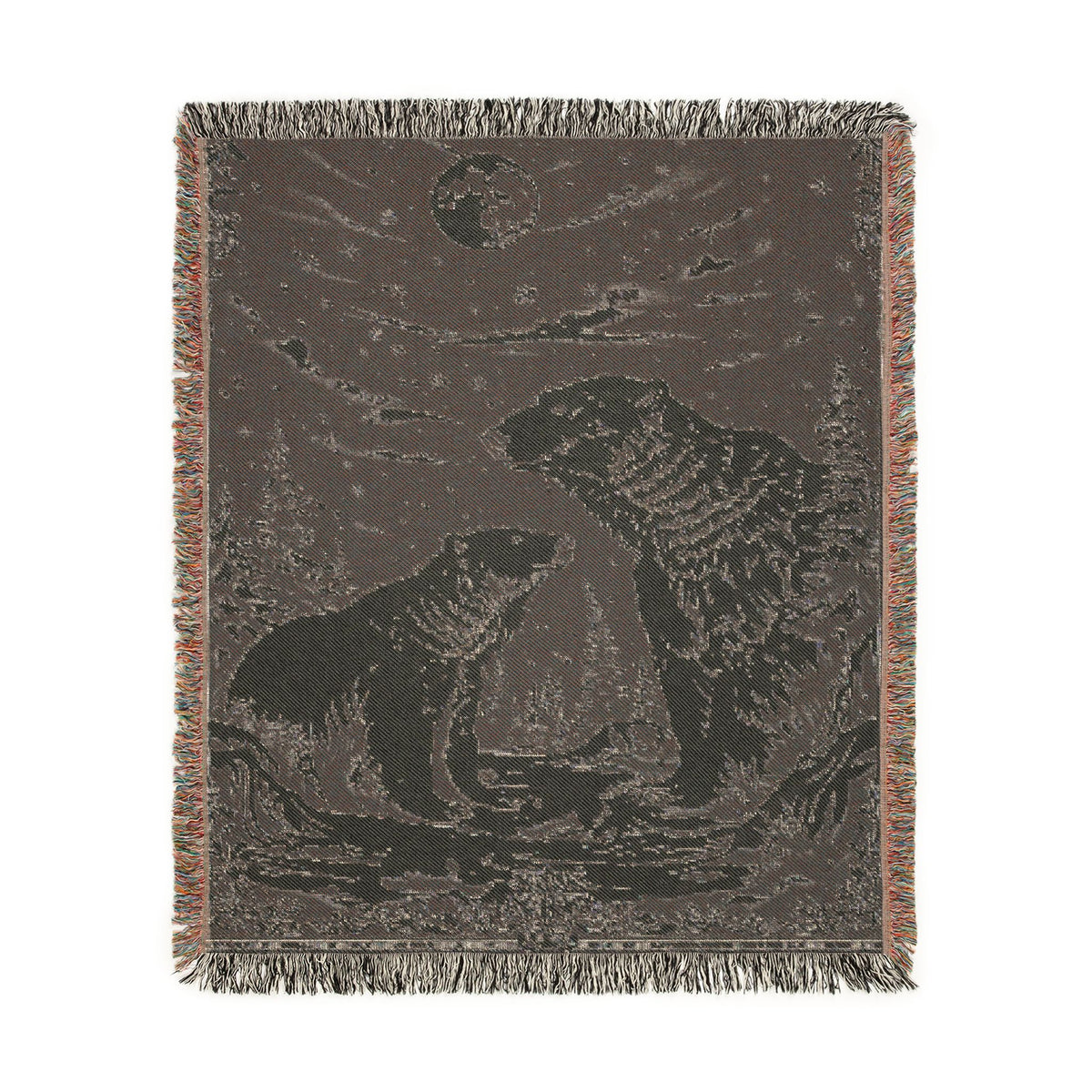 Polar Bear Family Woven Blanket - Cozy Arctic Night Throw