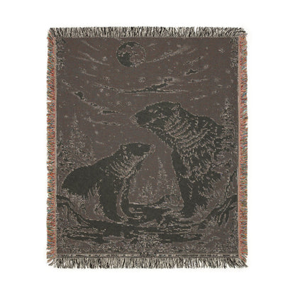 Polar Bear Family Woven Blanket - Cozy Arctic Night Throw