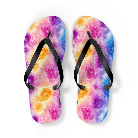 Vibrant Tie-Dye Swirl Flip Flops — Festival Boho Summer Sandals