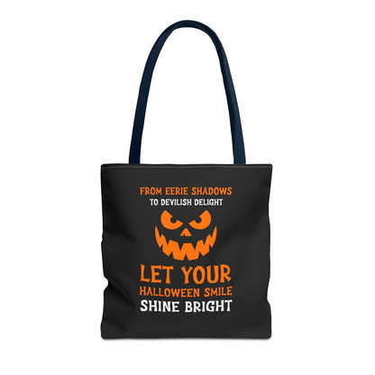 Halloween Pumpkin Tote Bag — "Let Your Halloween Smile Shine Bright"