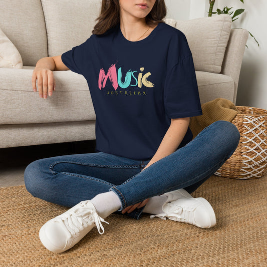 Music Just Relax T-Shirt - Colorful Brushstroke Music Tee for Casual, Chill Vibes
