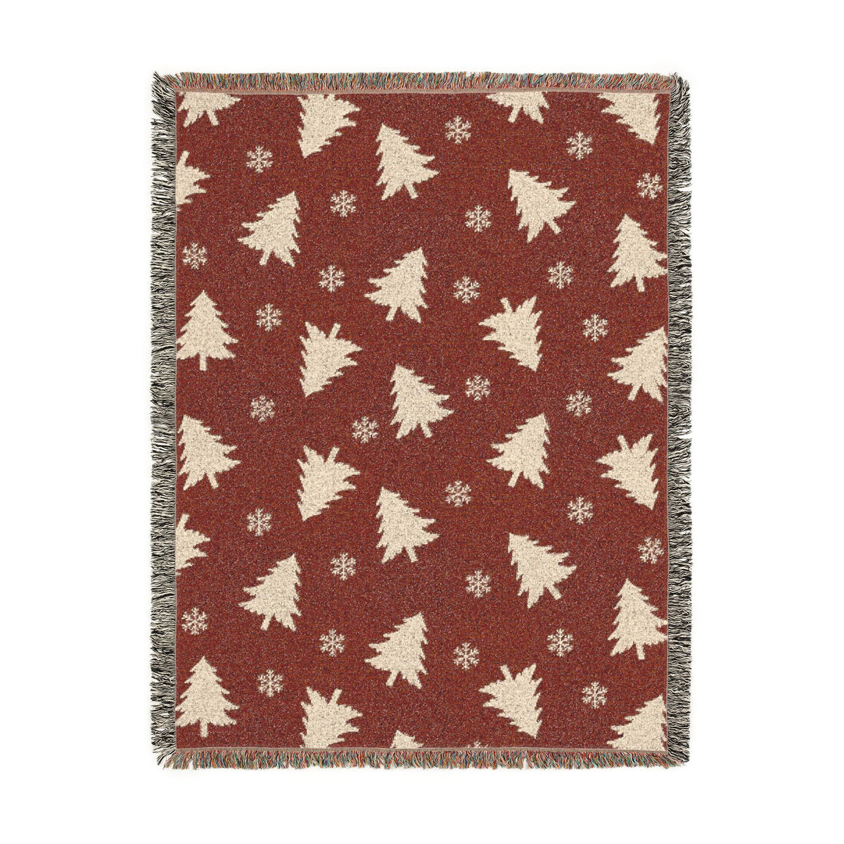 Rustic Pine Tree & Snowflake Woven Holiday Throw Blanket