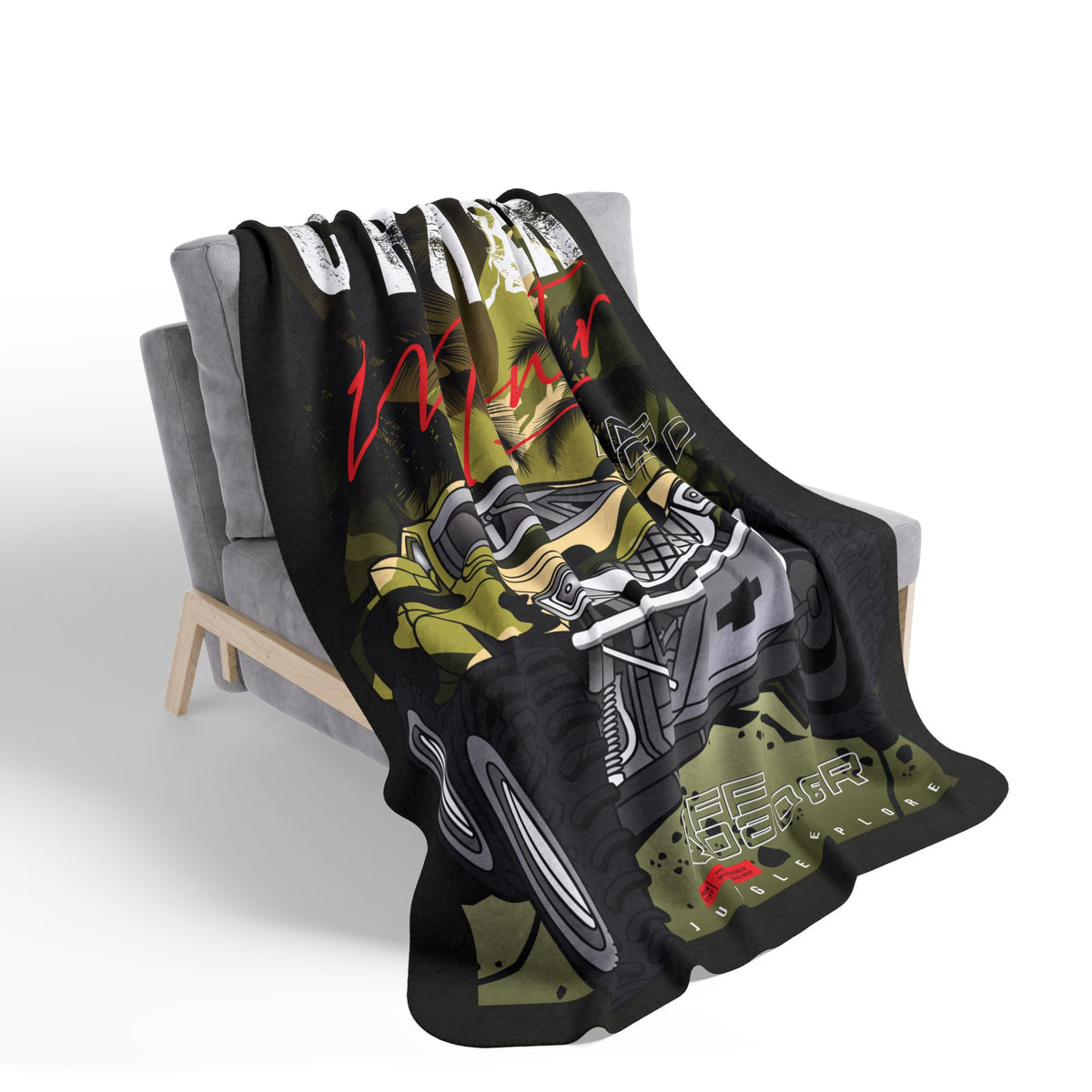 Mountain Cruiser Monster Truck Fleece Sherpa Blanket