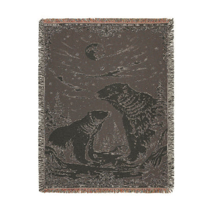 Polar Bear Family Woven Blanket - Cozy Arctic Night Throw