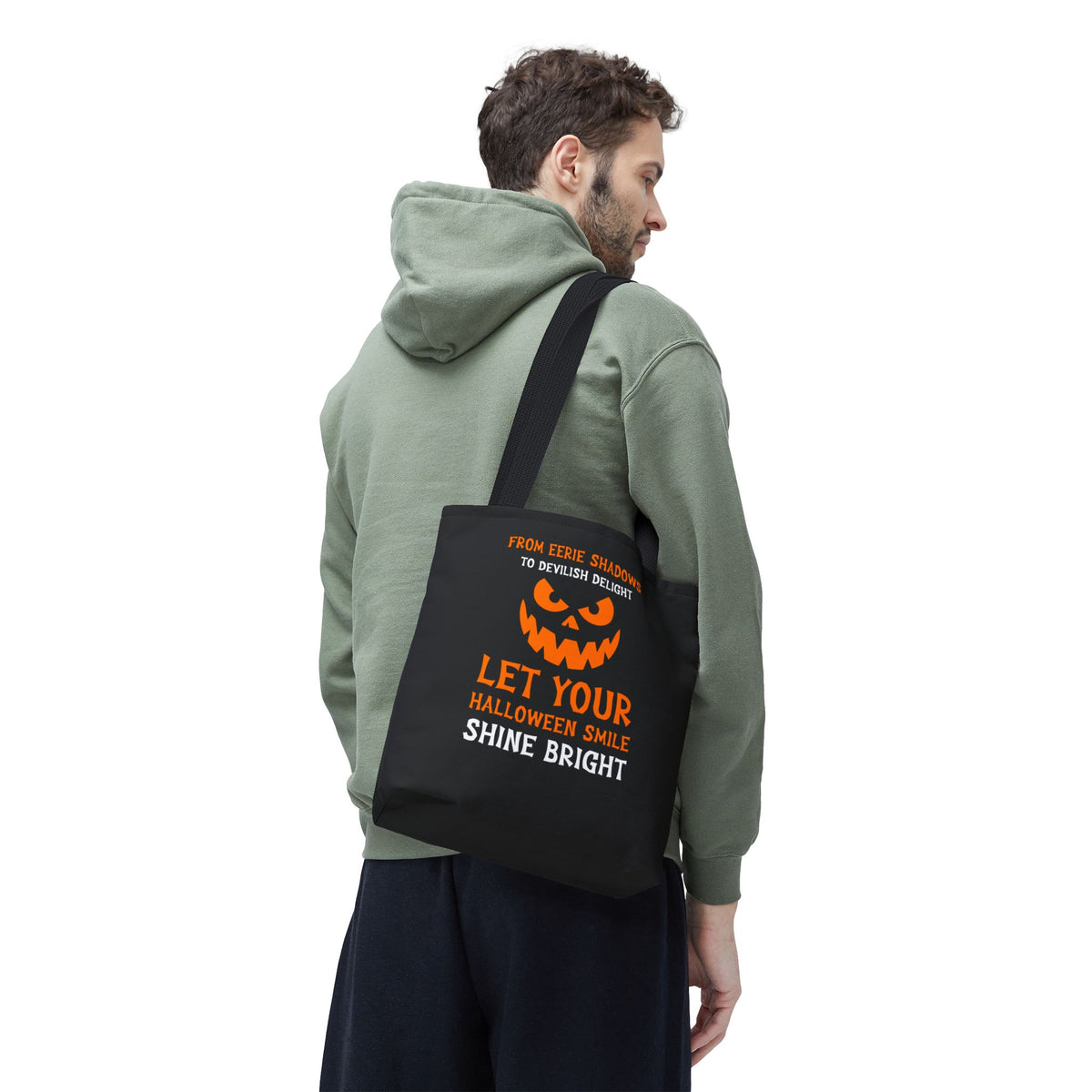 Halloween Pumpkin Tote Bag — "Let Your Halloween Smile Shine Bright"