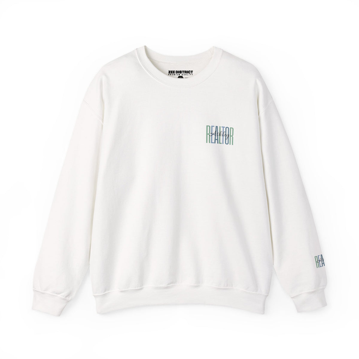 Personalized Realtor Retro Stacked Text Graphic Sweatshirt | Custom Name Real Estate Crewneck