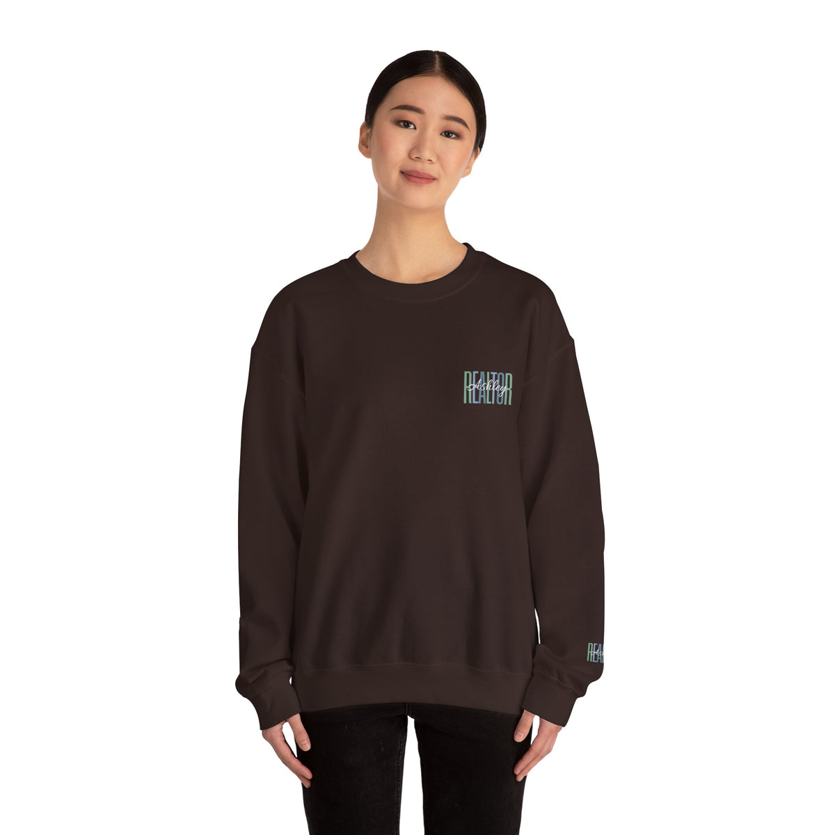 Personalized Realtor Retro Stacked Text Graphic Sweatshirt | Custom Name Real Estate Crewneck