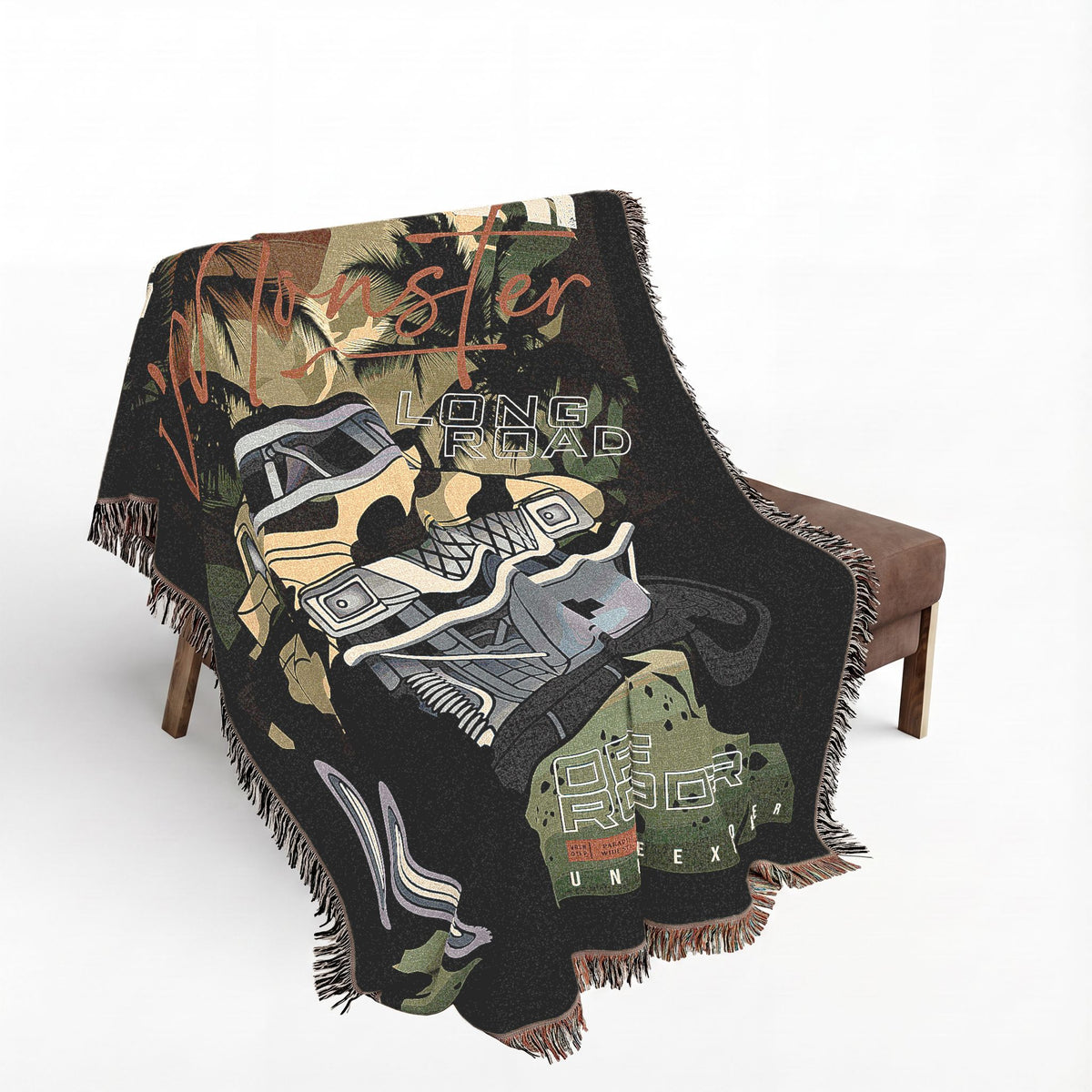 Mountain Cruiser Monster Truck Cotton Woven Throw Blanket