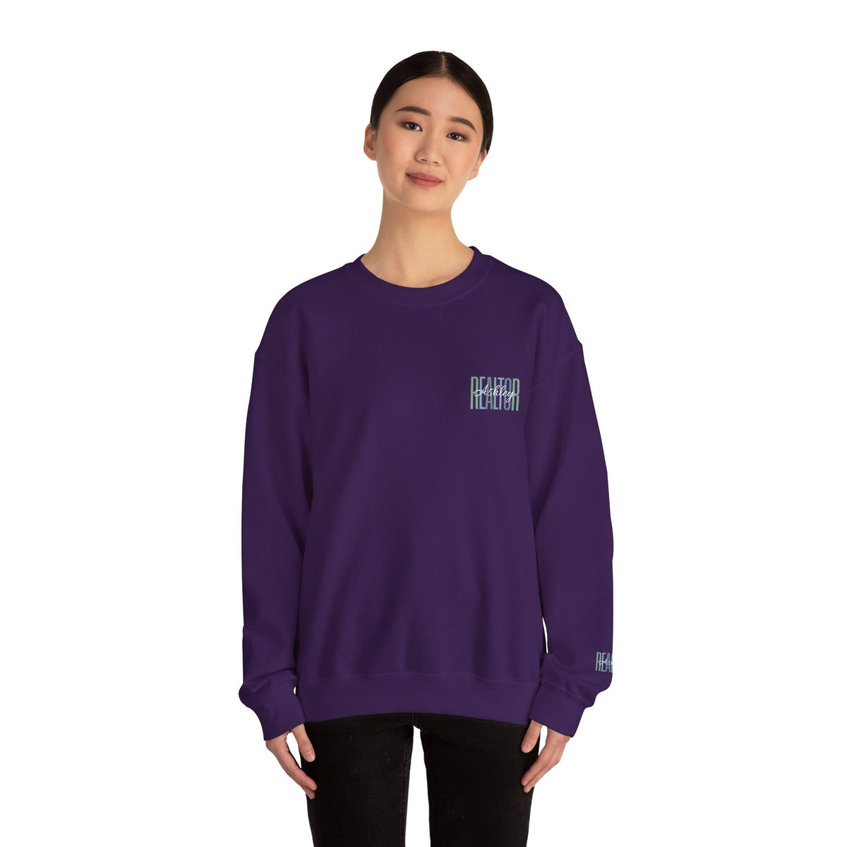 Personalized Realtor Retro Stacked Text Graphic Sweatshirt | Custom Name Real Estate Crewneck