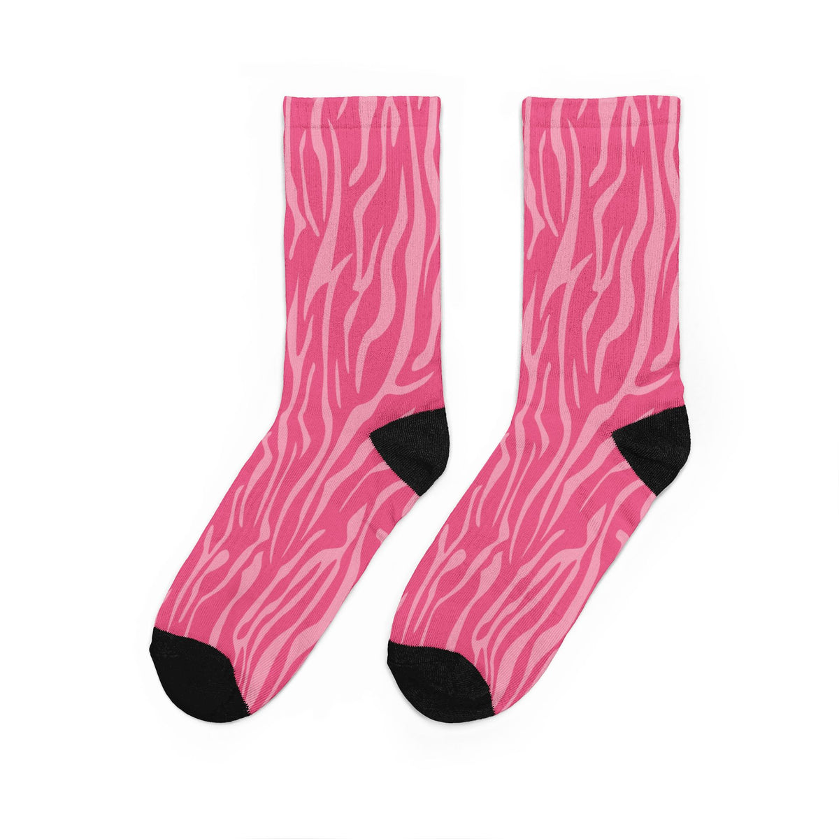 Pink Zebra Stripe Y2K Cushioned Crew Socks