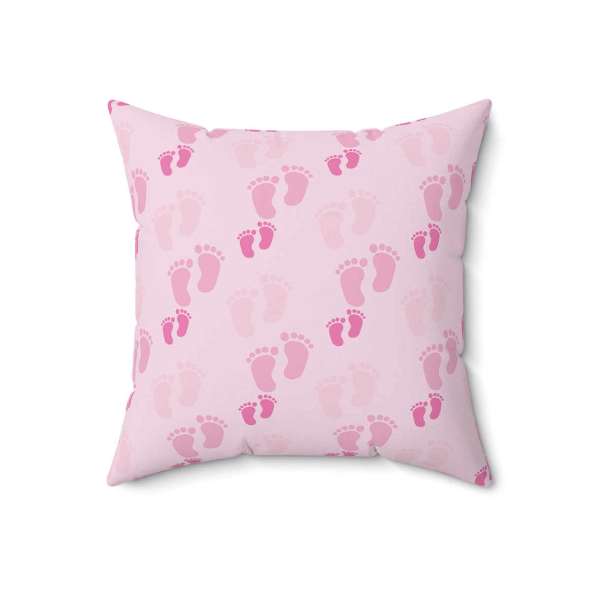 Sweet Baby Footprints Faux Suede Square Pillow | Whimsical Nursery Accent Cushion