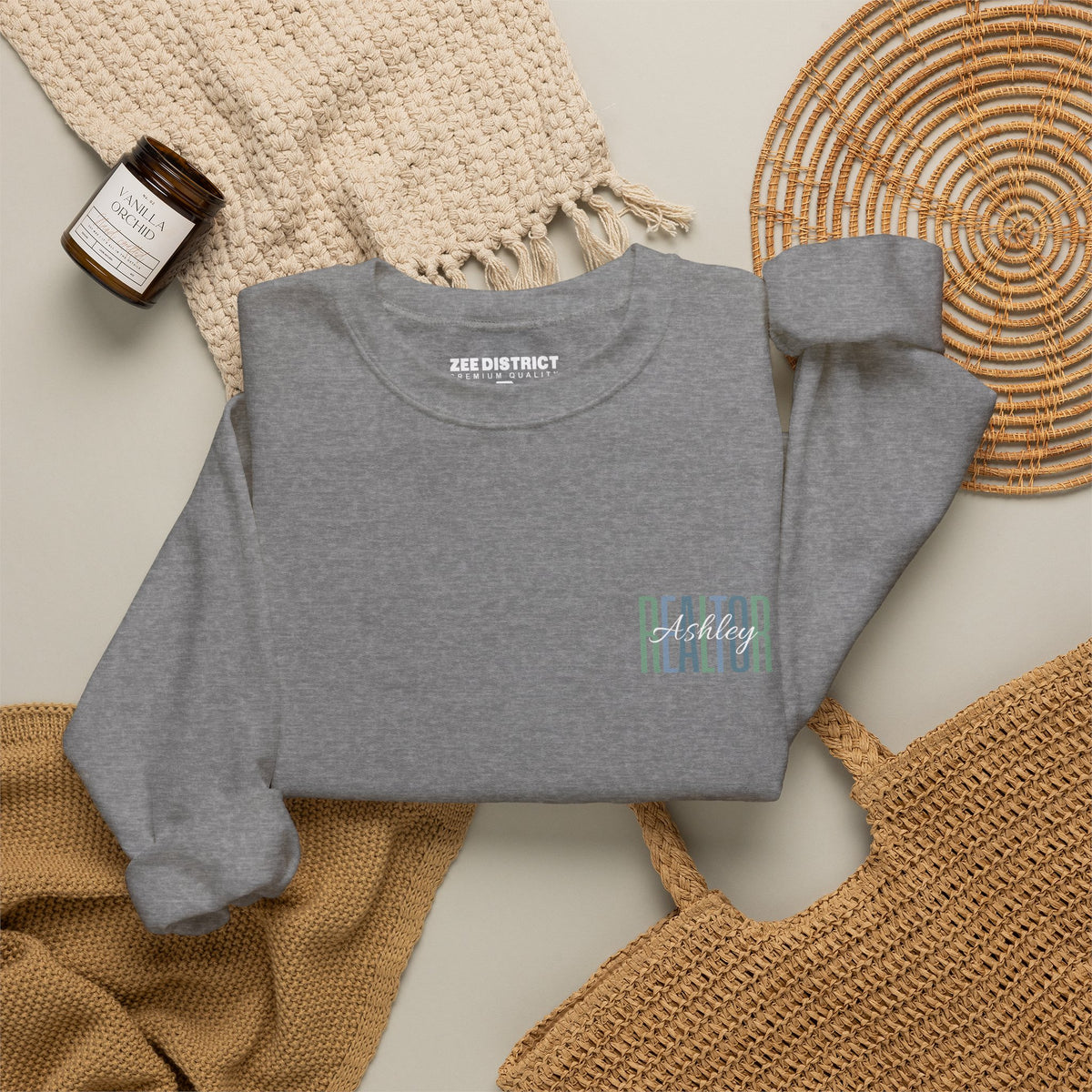 Personalized Realtor Retro Stacked Text Graphic Sweatshirt | Custom Name Real Estate Crewneck
