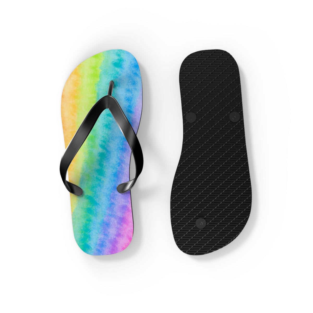 Watercolor Rainbow Diagonal Stripe Flip Flops — Artistic Summer Beach Sandals