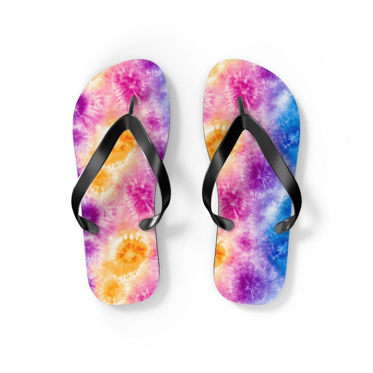 Vibrant Tie-Dye Swirl Flip Flops — Festival Boho Summer Sandals