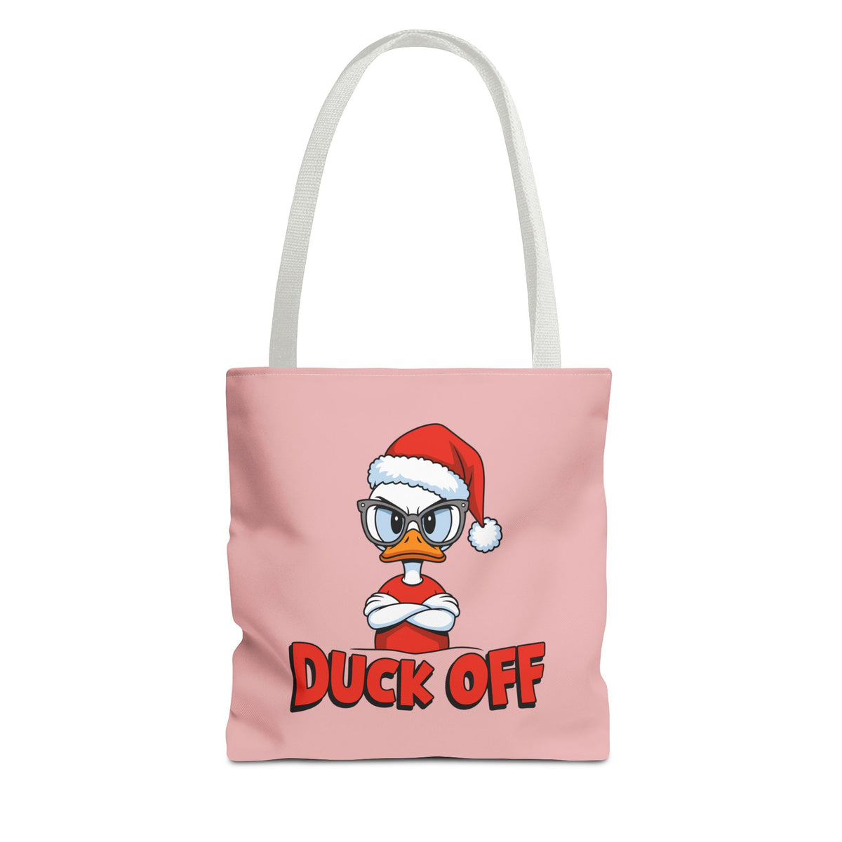 "Duck Off" Grumpy Santa Duck Funny Christmas Polyester Tote Bag