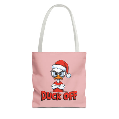 "Duck Off" Grumpy Santa Duck Funny Christmas Polyester Tote Bag