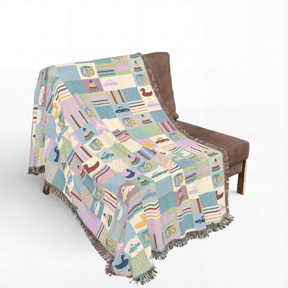 Pastel Playtime Baby Patchwork Woven Blanket