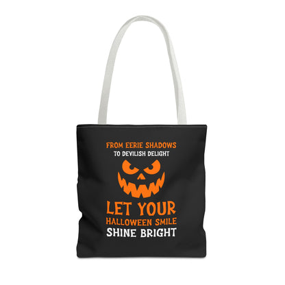 Halloween Pumpkin Tote Bag — "Let Your Halloween Smile Shine Bright"
