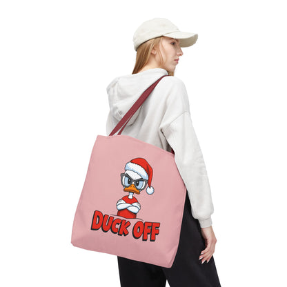 "Duck Off" Grumpy Santa Duck Funny Christmas Polyester Tote Bag