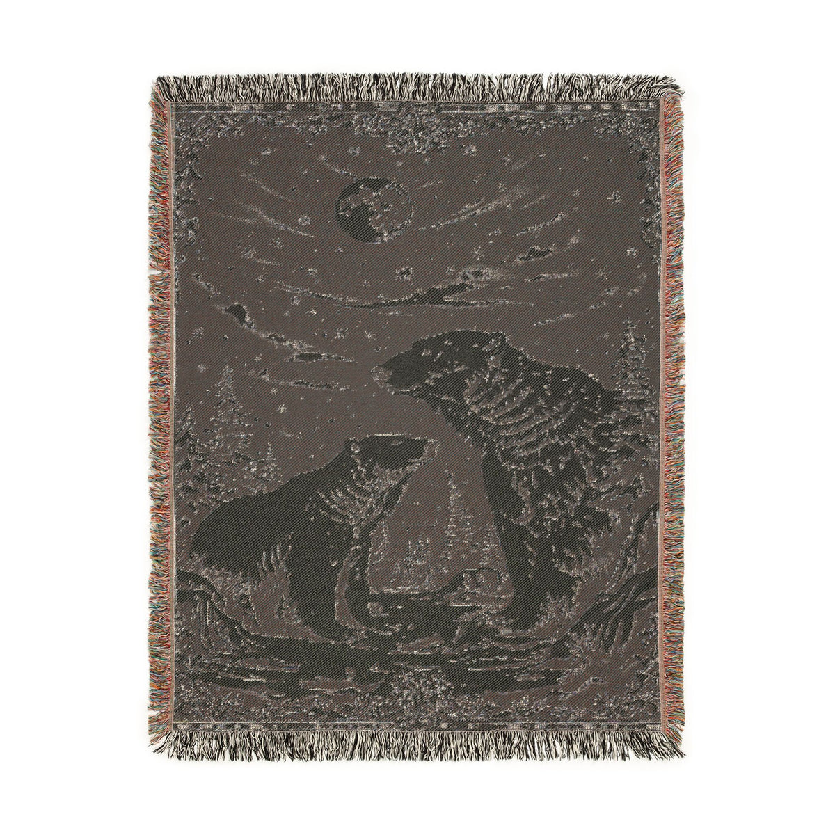 Polar Bear Family Woven Blanket - Cozy Arctic Night Throw