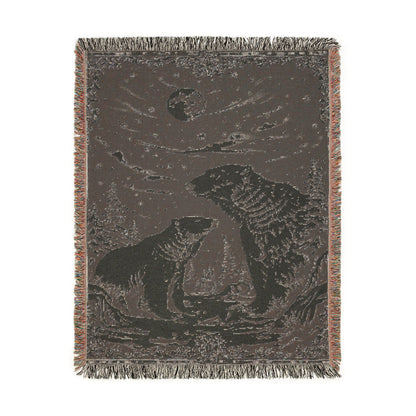 Polar Bear Family Woven Blanket - Cozy Arctic Night Throw