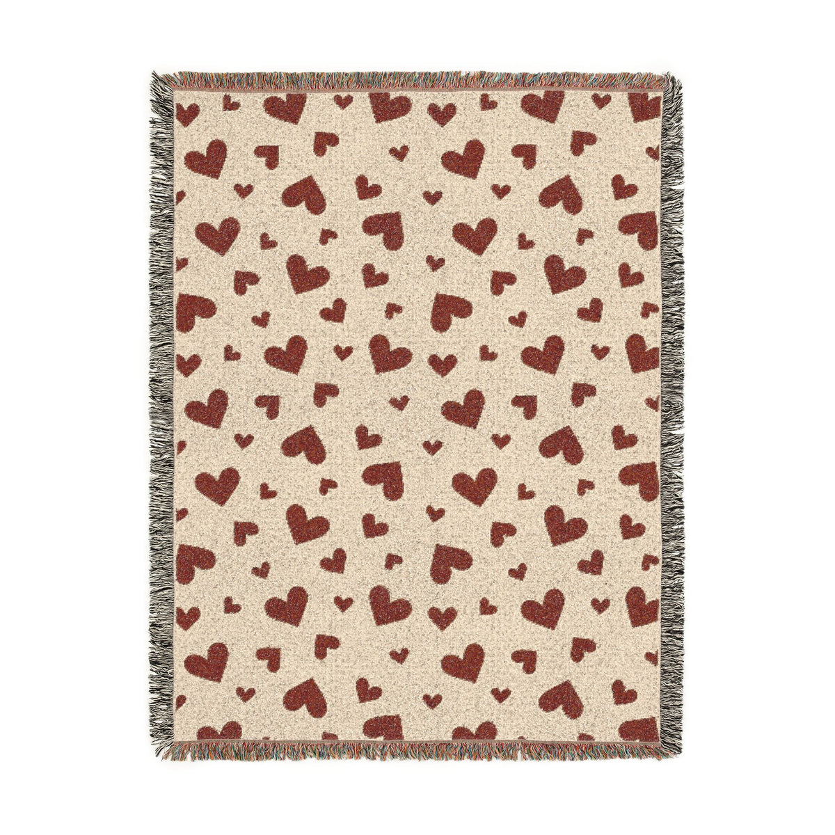 Romantic Scattered Hearts Woven Throw Blanket
