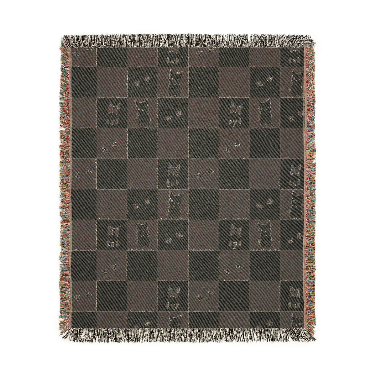 French Bulldog Checkerboard Woven Throw Blanket