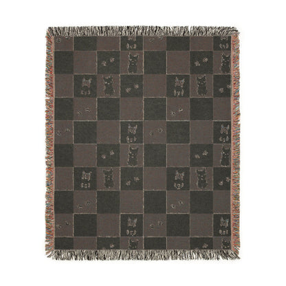 French Bulldog Checkerboard Woven Throw Blanket