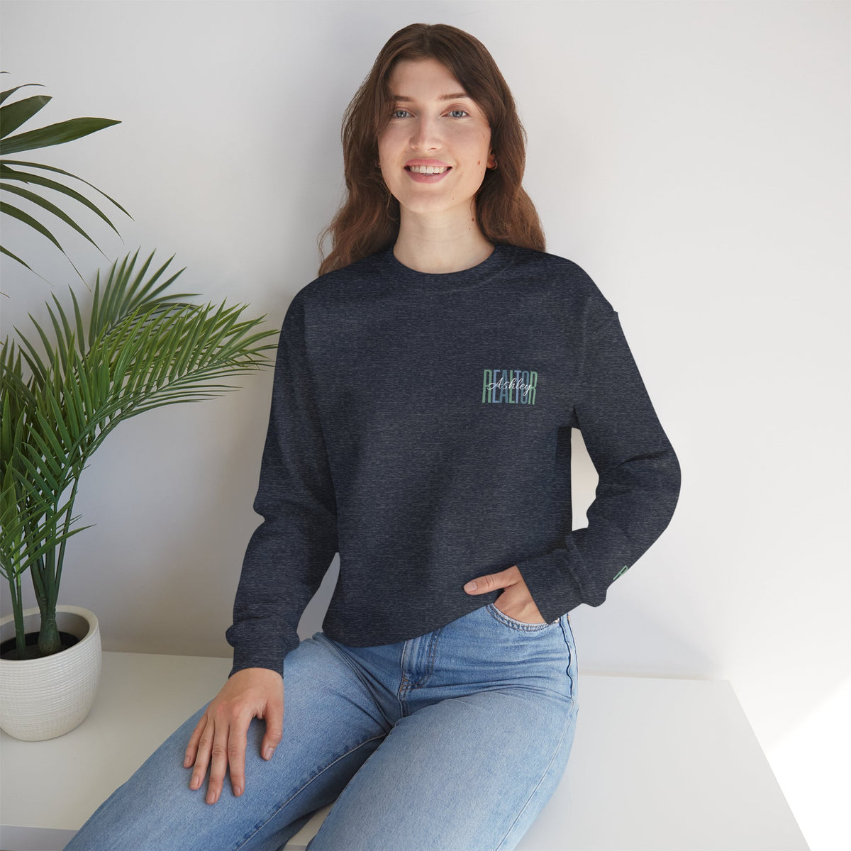 Personalized Realtor Retro Stacked Text Graphic Sweatshirt | Custom Name Real Estate Crewneck