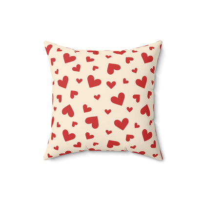 Sweet Love Hearts Faux Suede Square Pillow | Romantic Aesthetic Accent Cushion