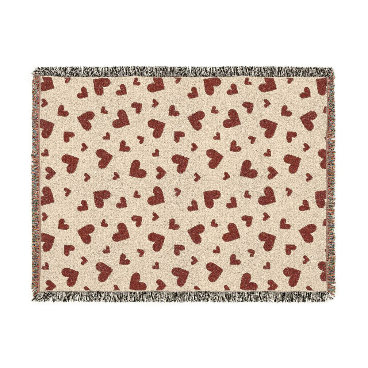 Romantic Scattered Hearts Woven Throw Blanket