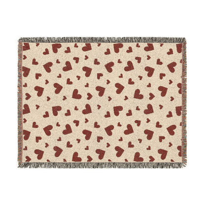 Romantic Scattered Hearts Woven Throw Blanket