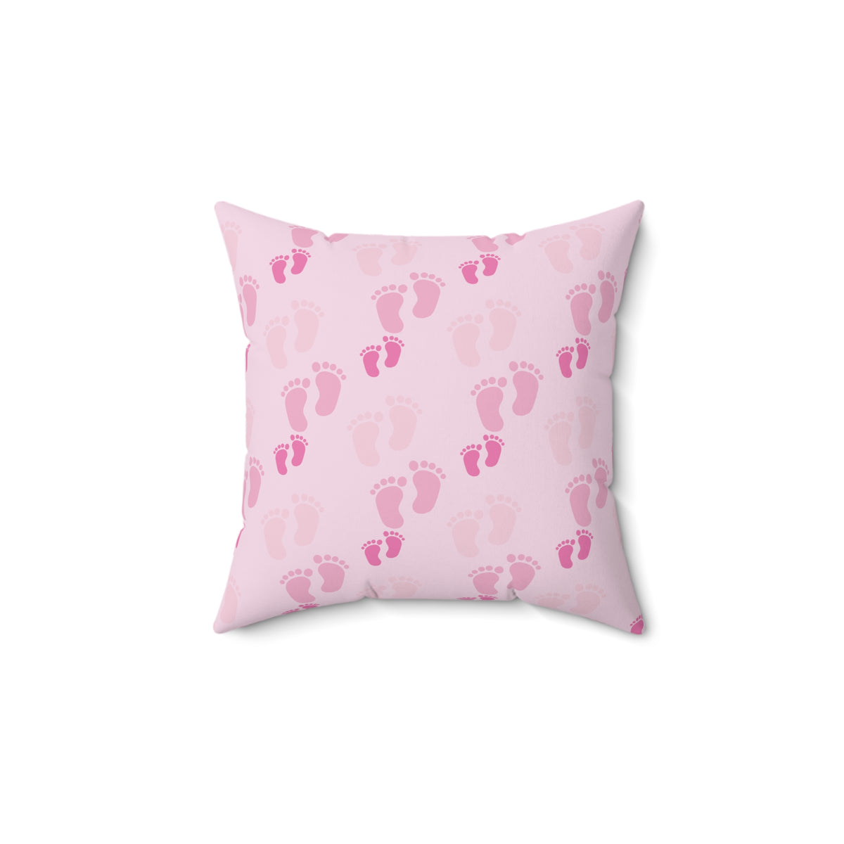Sweet Baby Footprints Faux Suede Square Pillow | Whimsical Nursery Accent Cushion