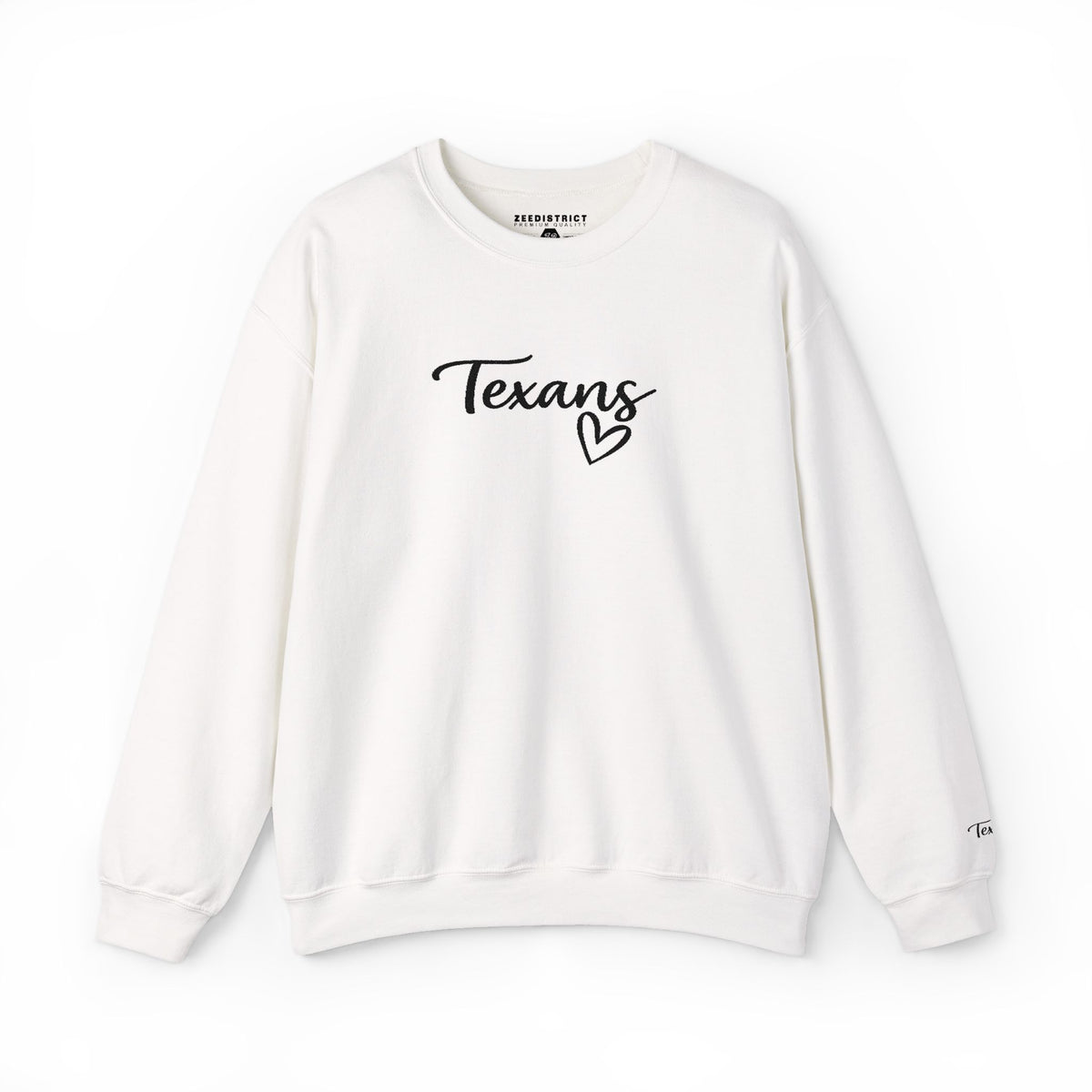 Texans Script Black Embroidered Crewneck Sweatshirt | Everyday Hometown Pride Apparel