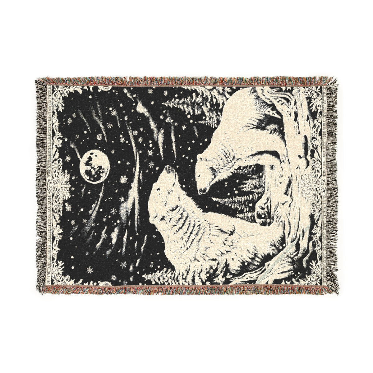 Polar Bear Family Woven Blanket - Cozy Arctic Night Throw