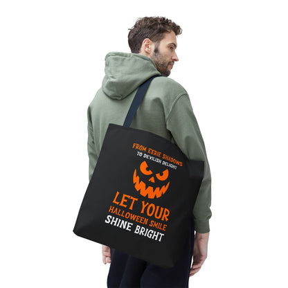 Halloween Pumpkin Tote Bag — "Let Your Halloween Smile Shine Bright"